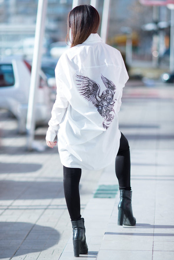 Cotton Print Shirt Angel - EUG FASHION