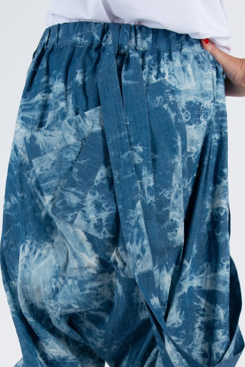 Blue Melange Jeans Drop Crotch Pants Lesila by DFold Clothing