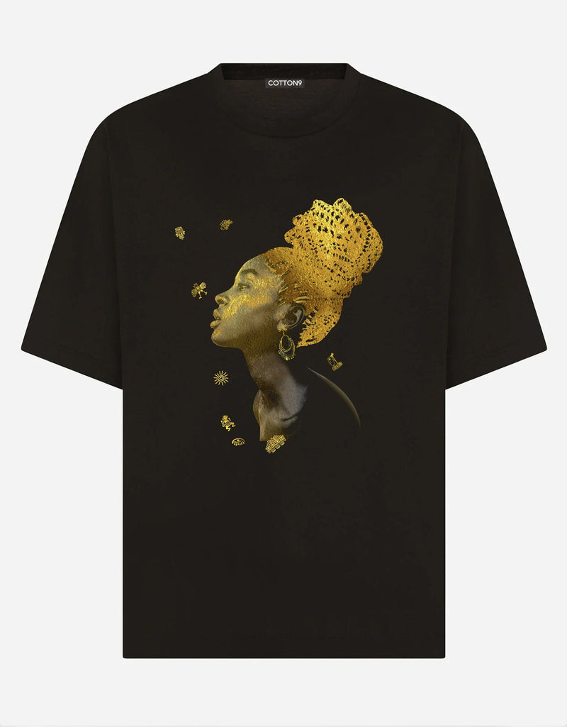 Gold African Woman Painted Premium T-shirt - EUG FASHION