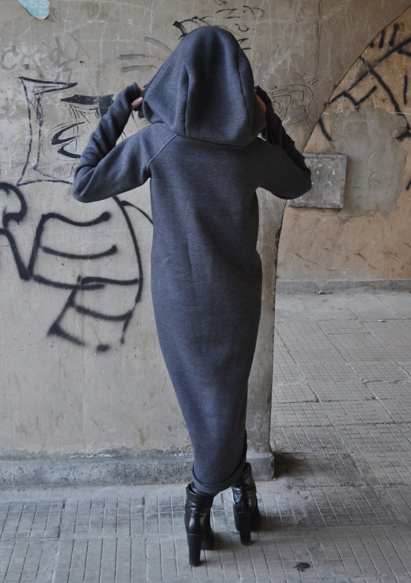 Hooded Dress Ribbed Edge MELINDA - EUG FASHION