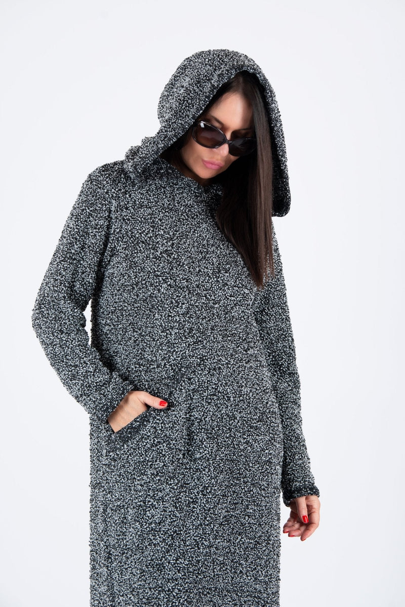 Hooded Knitted Dress LINDA - EUG FASHION