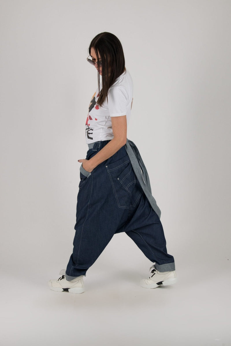 Blue Jeans Drop Crotch Pants Lesila by DFold Clothing