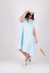 ALICIA Knee Length Linen Dress - Front View