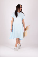 ALICIA Knee Length Linen Dress - Front View