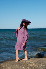 ANNA Linen Flounces Dress - A charming A-line dress with flounced sleeves, crafted from premium 100% linen fabric.