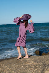 ANNA Linen Flounces Dress - A charming A-line dress with flounced sleeves, crafted from premium 100% linen fabric.