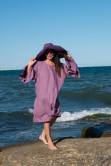 ANNA Linen Flounces Dress - A charming A-line dress with flounced sleeves, crafted from premium 100% linen fabric.