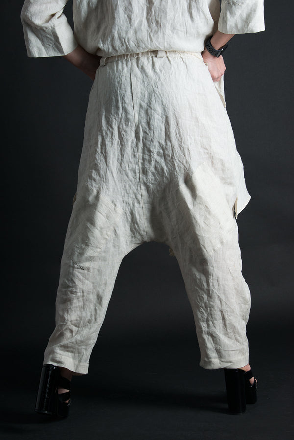 ALEXA Linen Harem Loose Pants BACK View - DFold Clothing