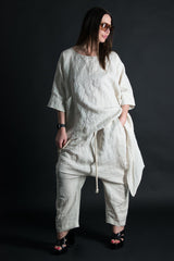 ALEXA Linen Harem Loose Pants Front View - DFold Clothing