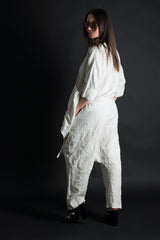 ALEXA Linen Harem Loose Pants Side View - DFold Clothing