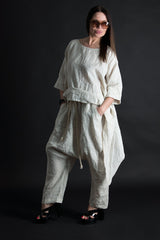 ALEXA Linen Harem Loose Pants Front View - DFold Clothing