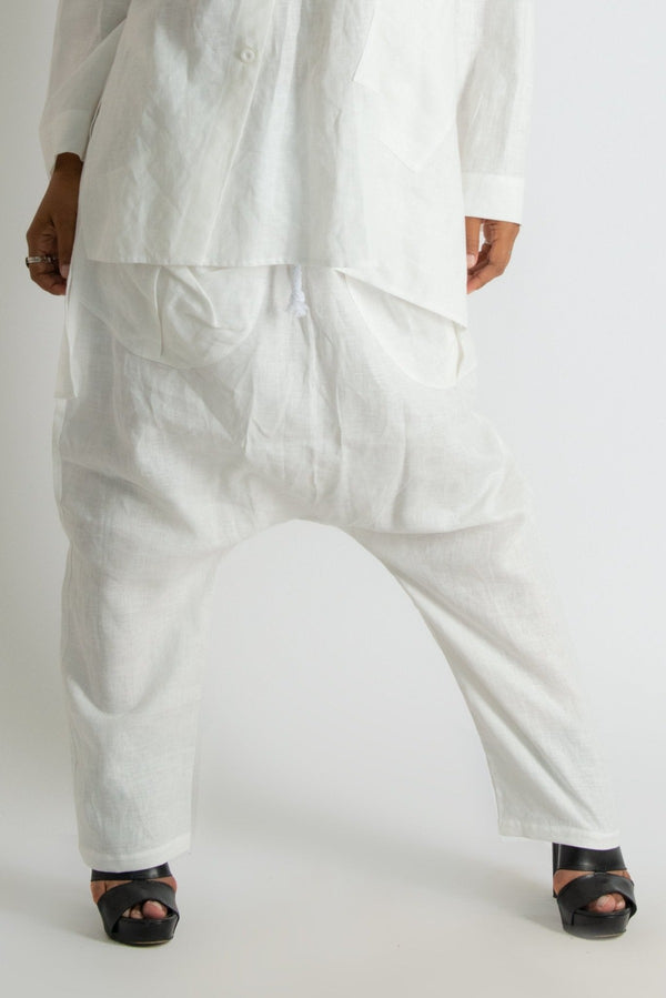 Linen Harem Loose Pants CLARA - D FOLD CLothing