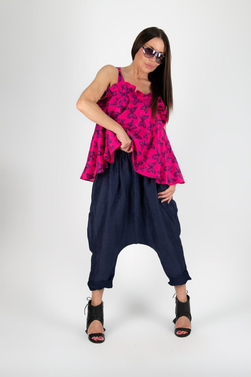 LINEN HAREM PANTS DANIELA by DFOLD Clothing