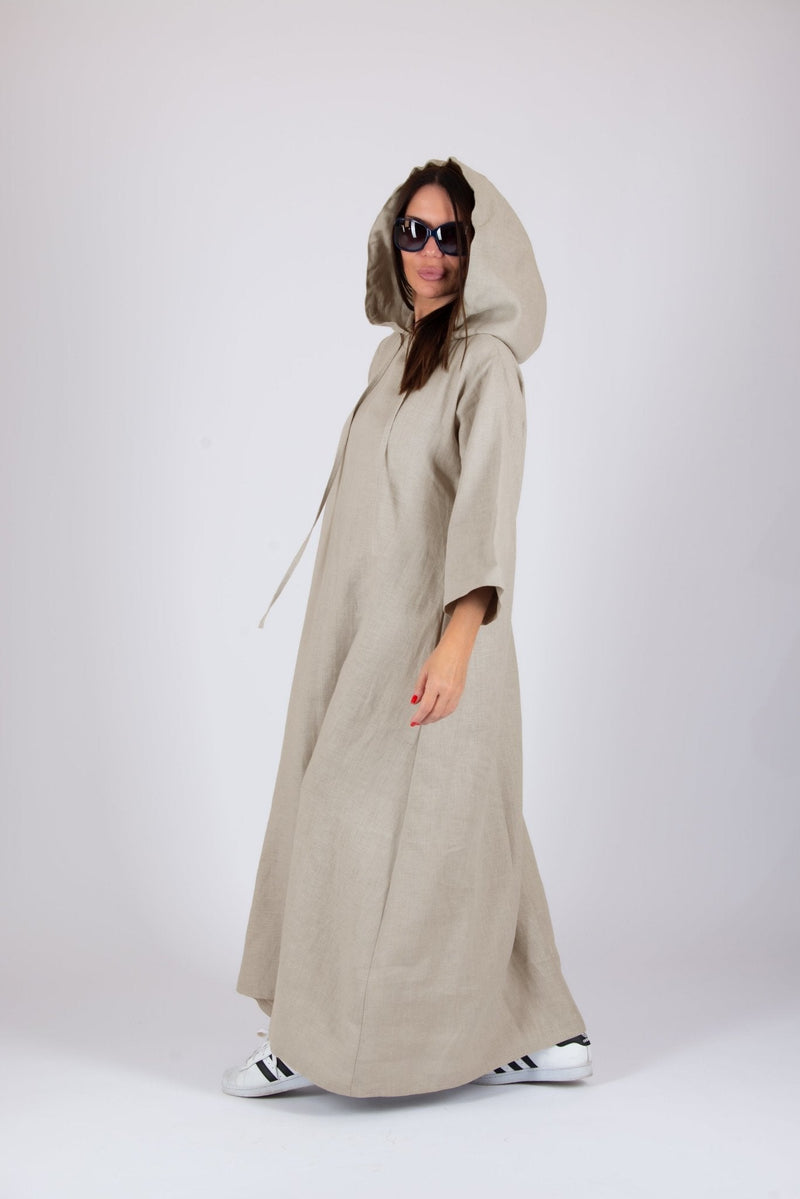 DOMENICA Linen Hooded Dress - D FOLD Clothing