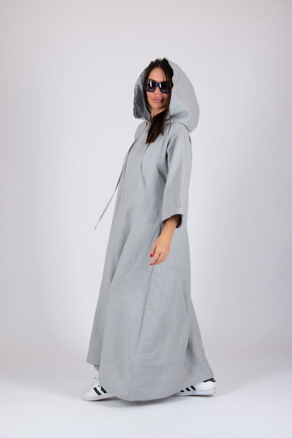 DOMENICA Linen Hooded Dress - D FOLD Clothing