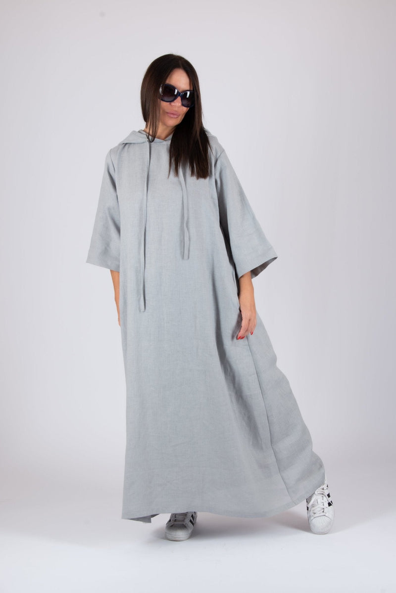 DOMENICA Linen Hooded Dress - D FOLD Clothing