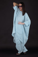  Side view of ANN Linen Maxi Tunic - Made from 100% Natural Linen, perfect for summer.