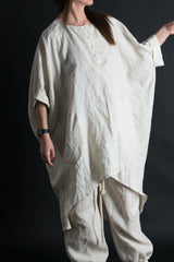 Side view of ANN Linen Maxi Tunic - Made from 100% Natural Linen, perfect for summer.