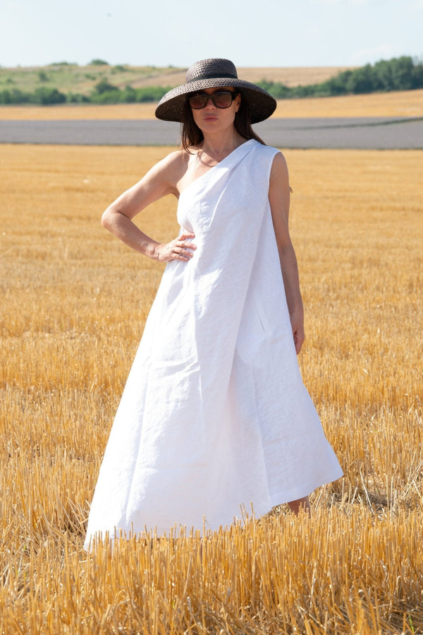 Linen One Shoulder Dress TIFFANY - EUG FASHION