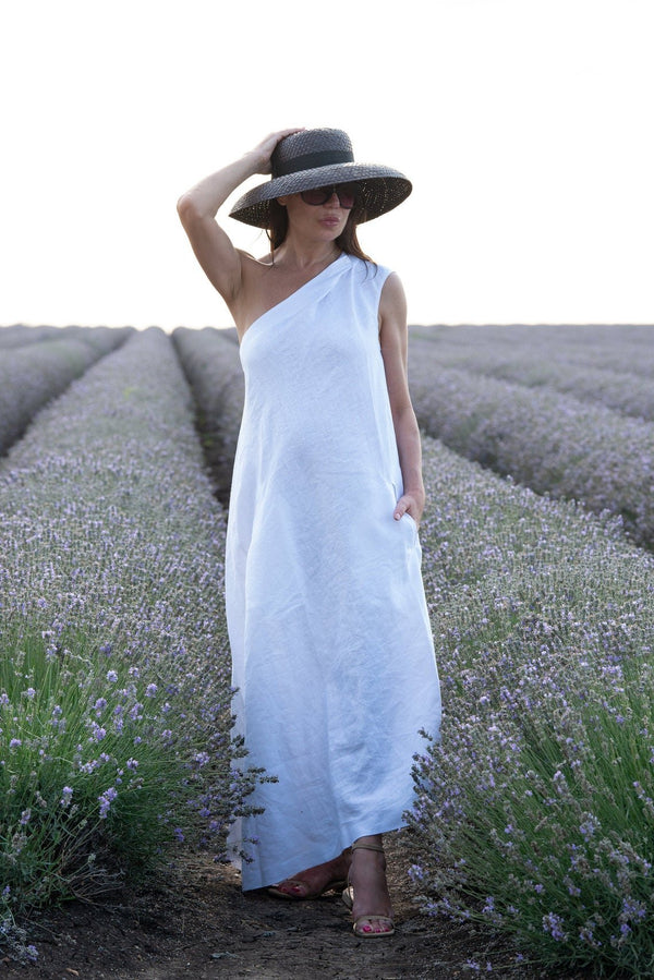 TIFFANY Linen One Shoulder Dress - D FOLD Clothing