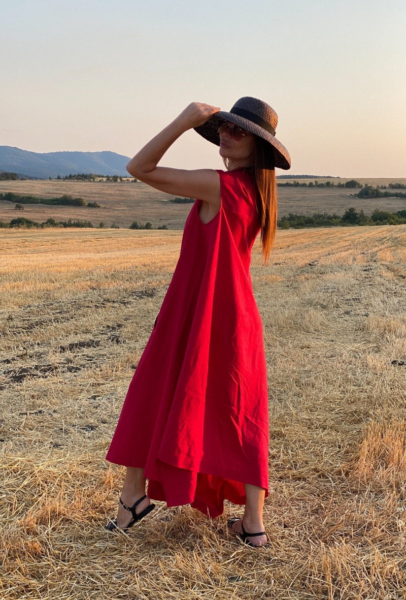 Upgrade Your Style with the TIFFANY Red Linen Dress - DFold Clothing White / Custom Size Upgrade Your Style with the TIFFANY Red Linen Dress - DFold Clothing White / Custom Size
