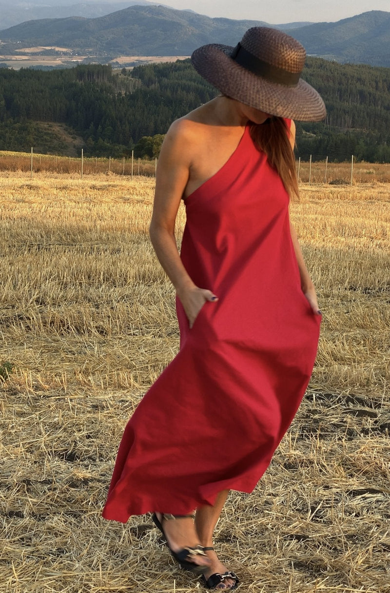 Upgrade Your Style with the TIFFANY Red Linen Dress - DFold Clothing White / Custom Size Upgrade Your Style with the TIFFANY Red Linen Dress - DFold Clothing White / Custom Size