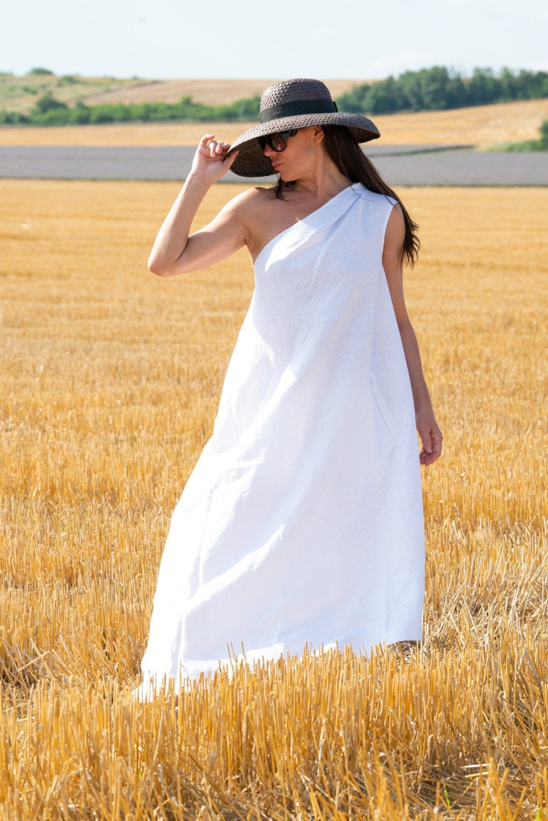 Linen One Shoulder Dress TIFFANY - EUG FASHION