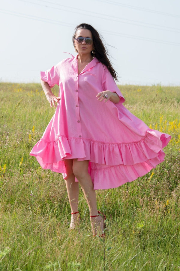 Linen Short Sleeves Dress VALERIA - EUG FASHION