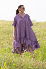 Linen Short Sleeves Dress VALERIA - EUG FASHION