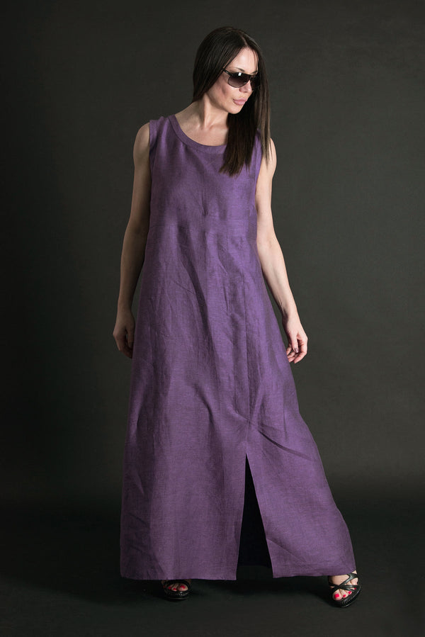 Linen sleeveless Long Dress AMBER - EUG FASHION