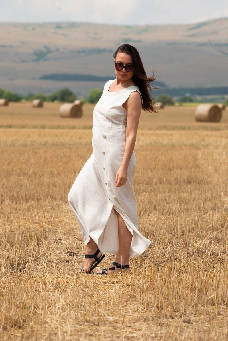 Linen Summer Casual Dress PRIMA - EUG FASHION