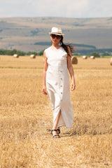 Linen Summer Sleeveless Dress PRIMA - EUG FASHION