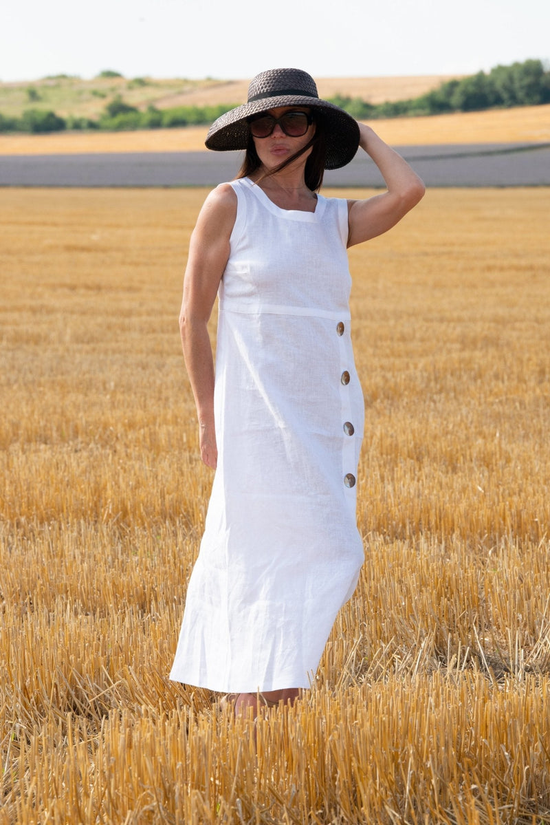 Linen Summer Sleeveless Dress PRIMA - EUG FASHION