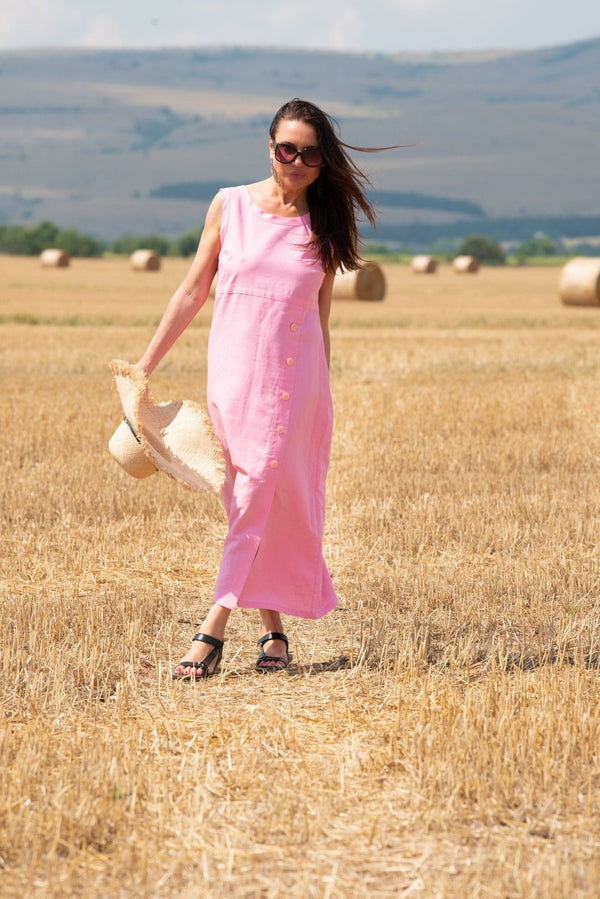 Linen Summer Sleeveless Dress PRIMA - EUG FASHION