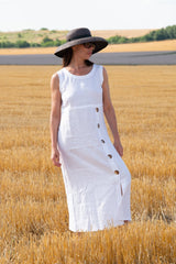 Linen Summer Sleeveless Dress PRIMA - EUG FASHION