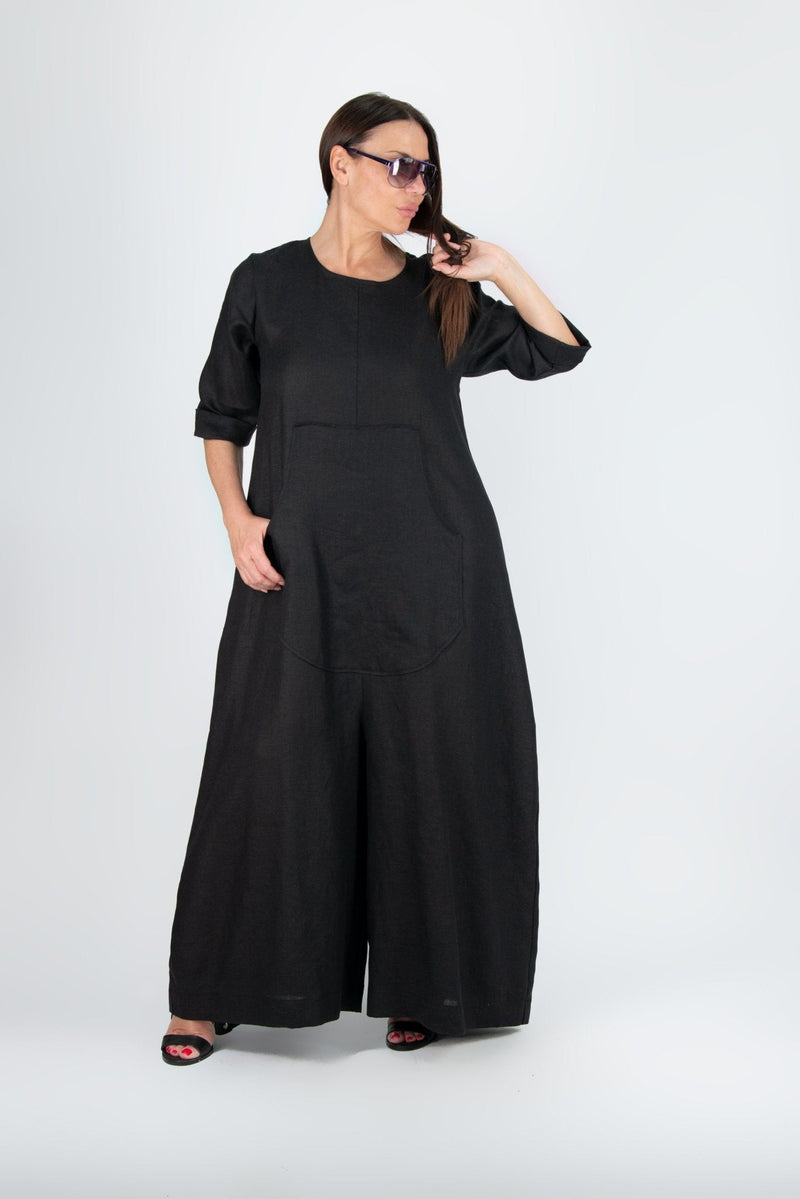 Linen Wide Plus Size Jumpsuit LISA - EUG FASHION