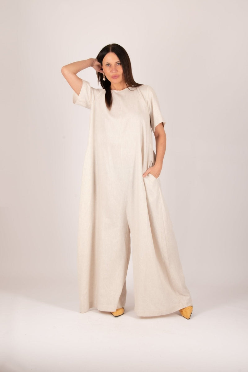  DFold Clothing: VALENTIN Linen Wide Plus Size Jumpsuit