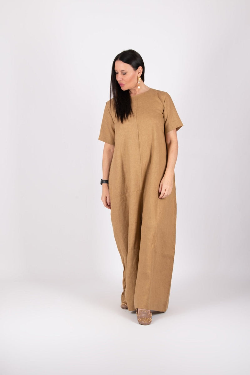 Linen Wide Plus Size Jumpsuit VALENTIN - D FOLD CLOTHING