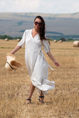 Linen Wrap Dress VERONA - EUG FASHION