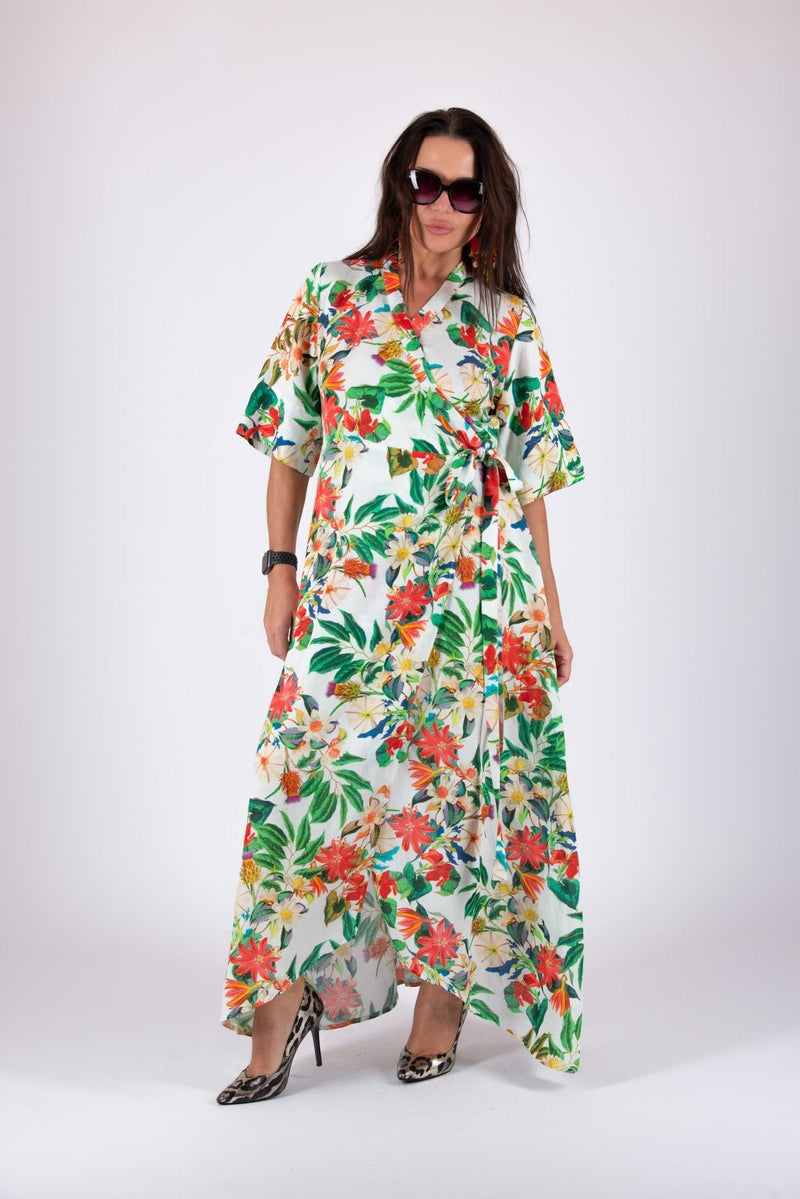 Linen Wrap Long Dress VERONA - EUG FASHION