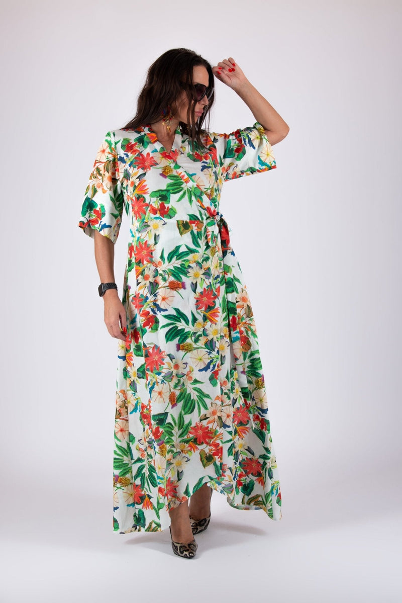 Linen Wrap Long Dress VERONA - EUG FASHION