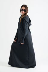 Long Hooded Trendy Dress TINA - EUG FASHION