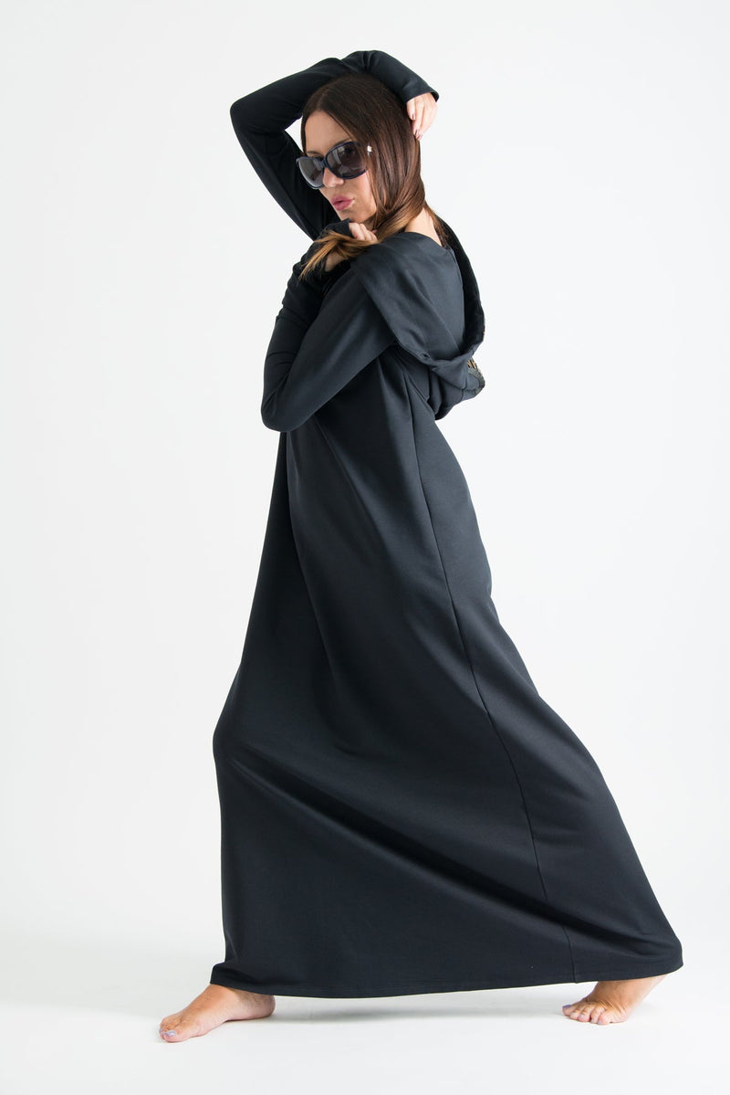 Long Hooded Trendy Dress TINA - EUG FASHION