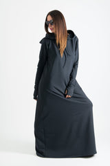 Long Hooded Trendy Dress TINA - EUG FASHION