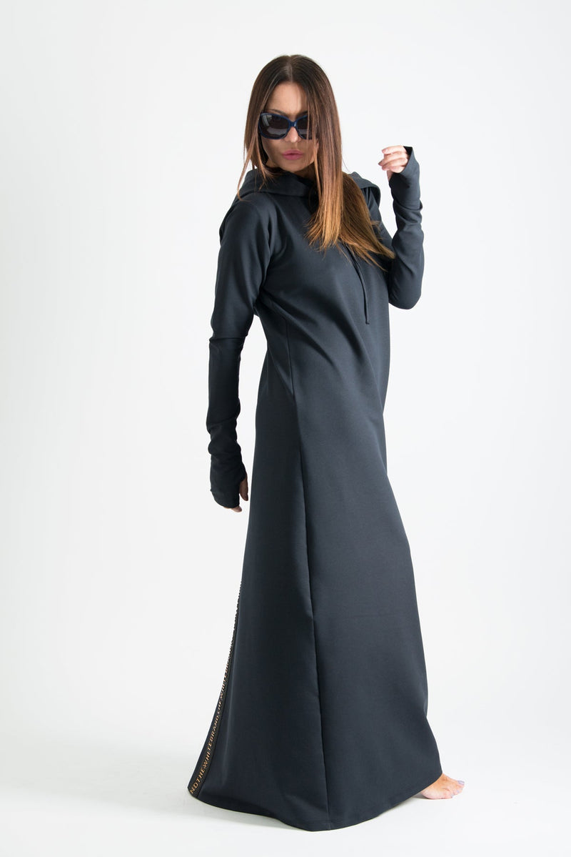 Long Hooded Trendy Dress TINA - EUG FASHION