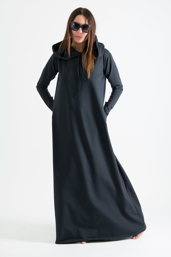 Long Hooded Trendy Dress TINA - EUG FASHION