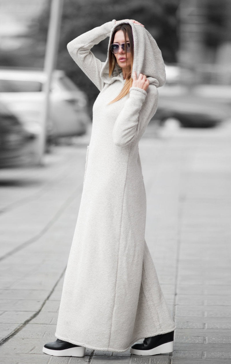 Long Hooded Winter Dress LINDA - EUG FASHION
