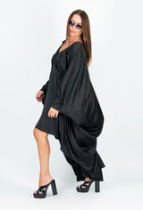 DFold Clothing PREA Long Maxi Kaftan Dress in Black