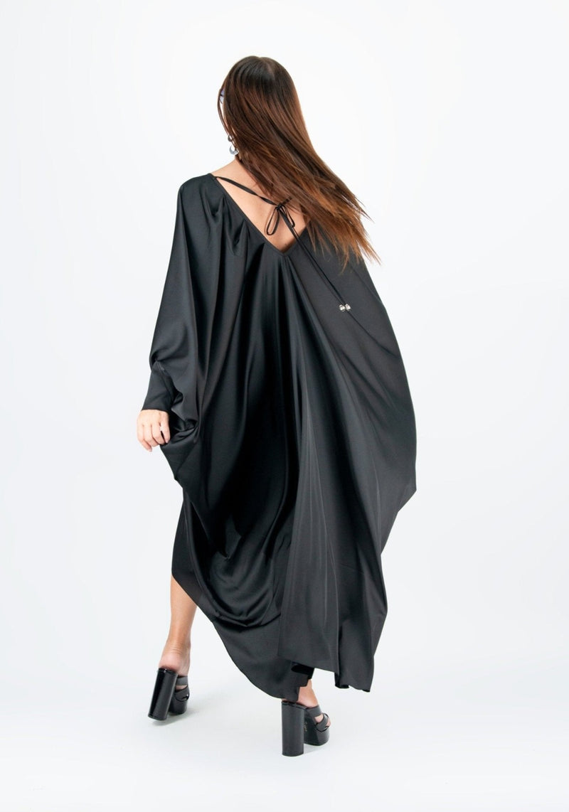 Back View of DFold Clothing PREA Long Maxi Kaftan Dress fabric