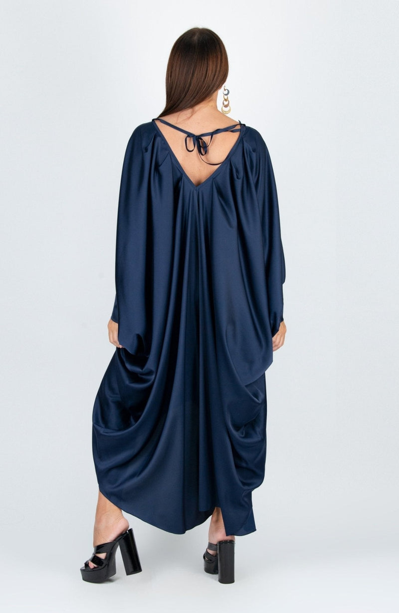 Back View of DFold Clothing PREA Long Maxi Kaftan Dress fabric
